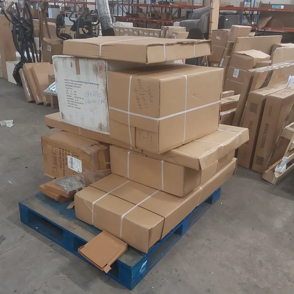 PALLET CONTAINING A LARGE QUANTITY OF ASSORTED DESIGNER FURNITURE PARTS