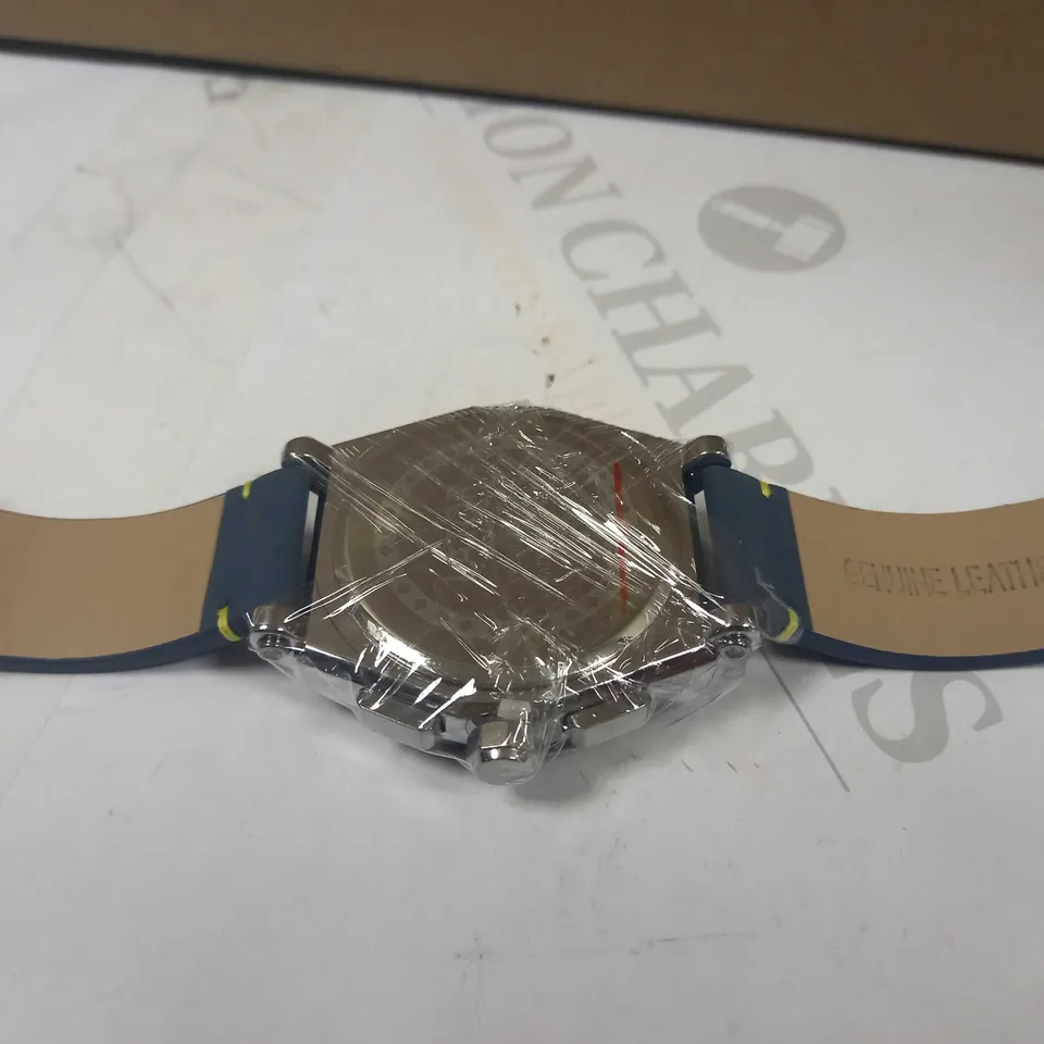 LATOR CALIBRE BLUE TRIPLE DIAL LEATHER STRAP WATCH RRP £585