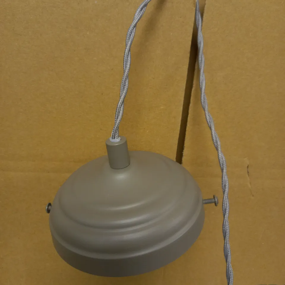 THE LIGHTING STUDIO FRANCOIS GLASS PENDANT - BUBBLE GALSS SHADE AND GREY FABRIC CABLE