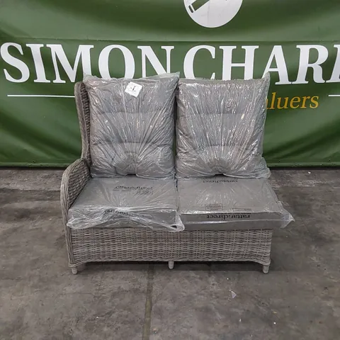 BOXED FIJI LEFT HAND 2 SEAT RATTAN RECLINER IN GREY 