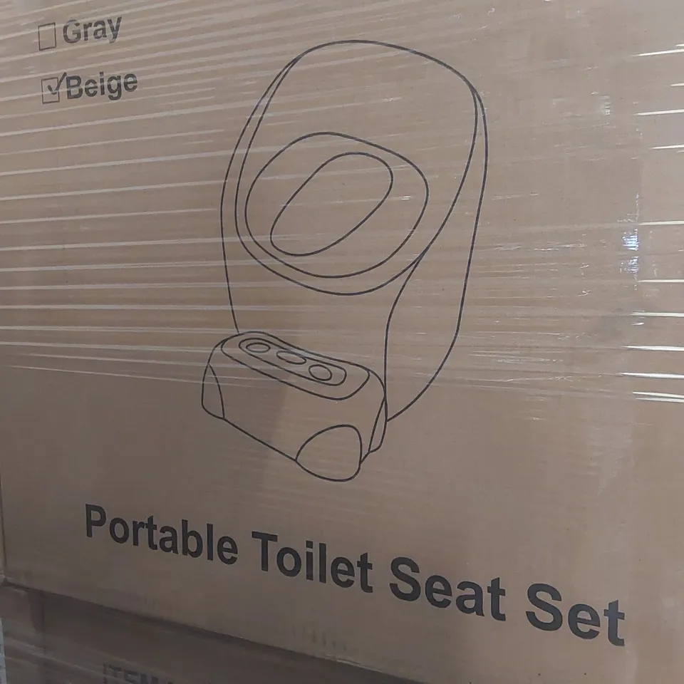 PALLET CONTAINING A LARGE QUANTITY OF PORTABLE TOILET SEAT SETS 