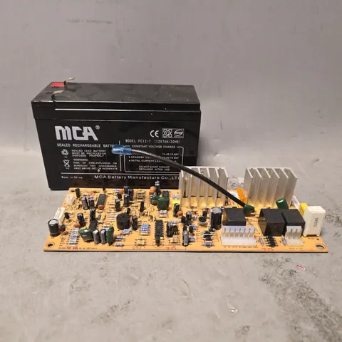 BOX OF APPROXIMATELY 12 ASSORTED ITEMS TO INCLUDE - MCA RECHARABLE BATTERY , MOTHER BOARDS ETC
