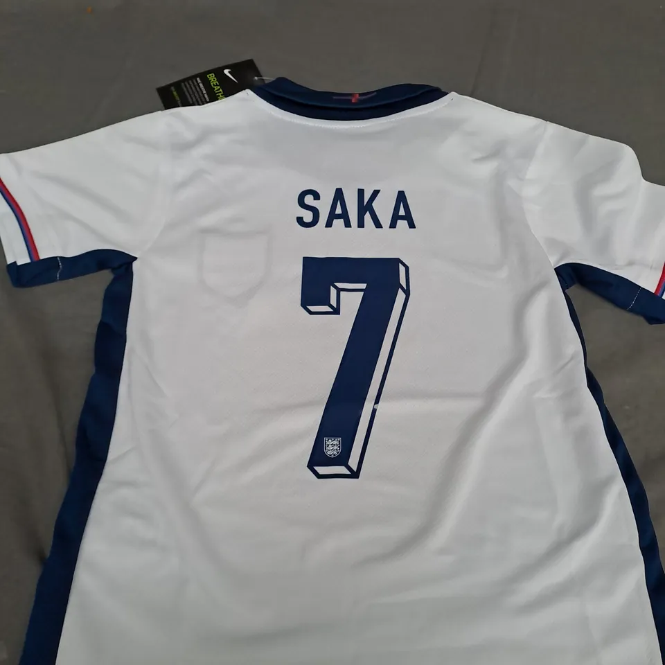 KIDS ENGLAND FC HOME SHIRT WITH SAKA 7 SIZE 20