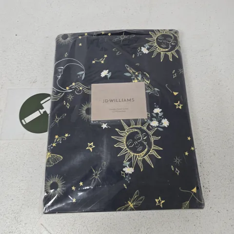 JD WILLIAMS DOUBLE DUVET COVER SET WITH 2 PILLOWCASES – CELESTIAL PRINT