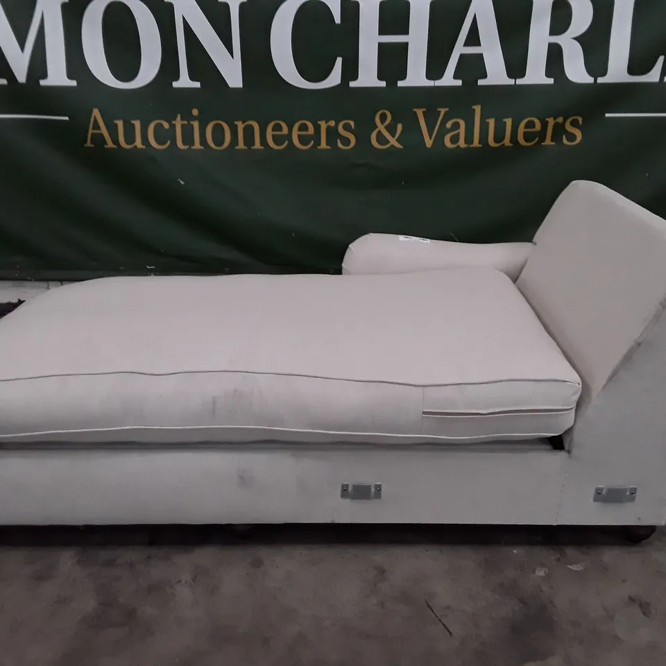 QUALITY DESIGNER LHF CHAISE STORAGE SOFA - WHITE FABRIC 