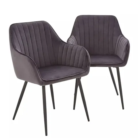 PAIR OF ALISHA DINING CHAIRS - CHARCOAL/BLACK - COLLECTION ONLY