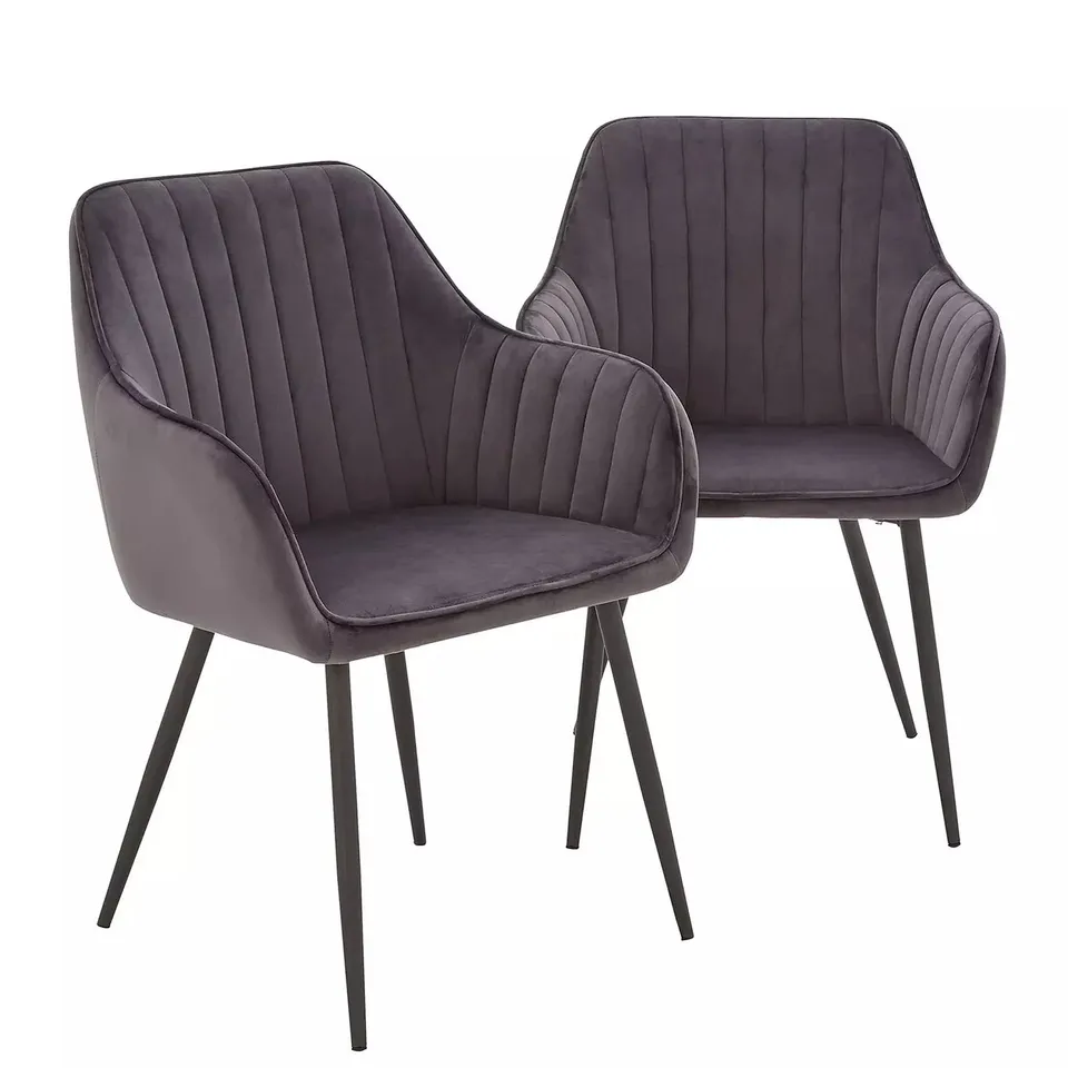 PAIR OF ALISHA DINING CHAIRS - CHARCOAL/BLACK - COLLECTION ONLY