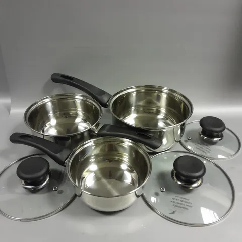 BOXED PRIMA 6PC INDUCTION BOTTOM STAINLESS STEEL SAUCEPAN SET