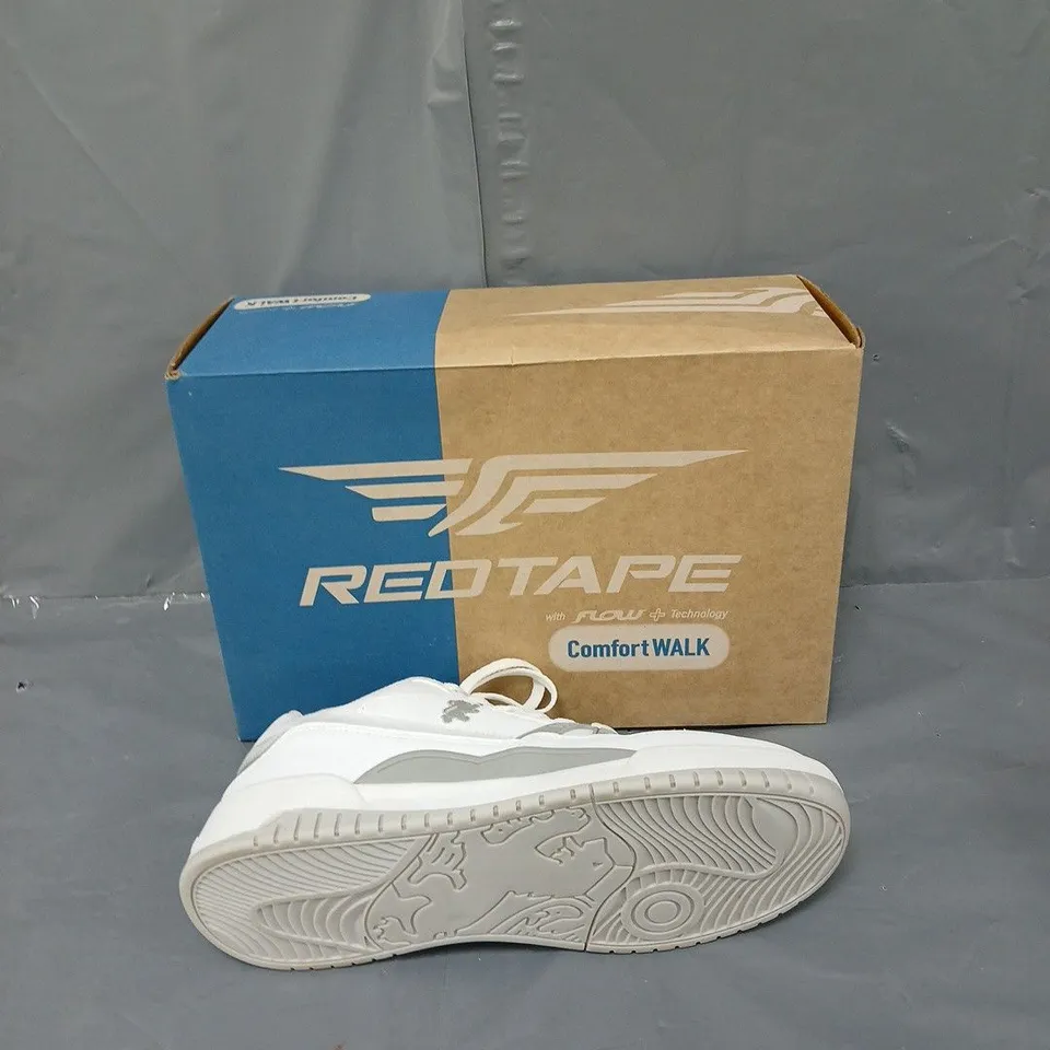 BOXED PAIR OF REDTAPE WHITE GREY TRAINERS UK 7