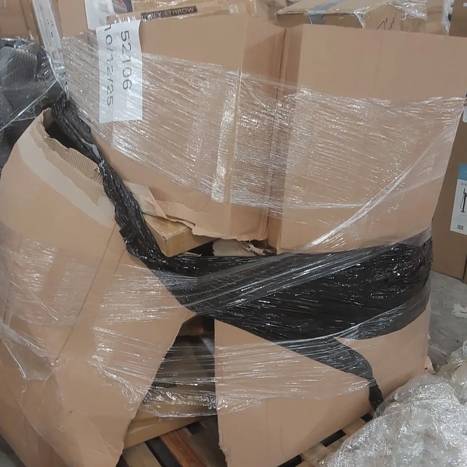 PALLET CONTAINING A VERY LARGE QUANTITY OF ASSORTED NEO CONSUMER PRODUCTS INCLUDING: ELECTRIC BLANKETS, CHRISTMAS DECORATIONS, GLASS TUPPERWARE SET, EGG BOILER ECT