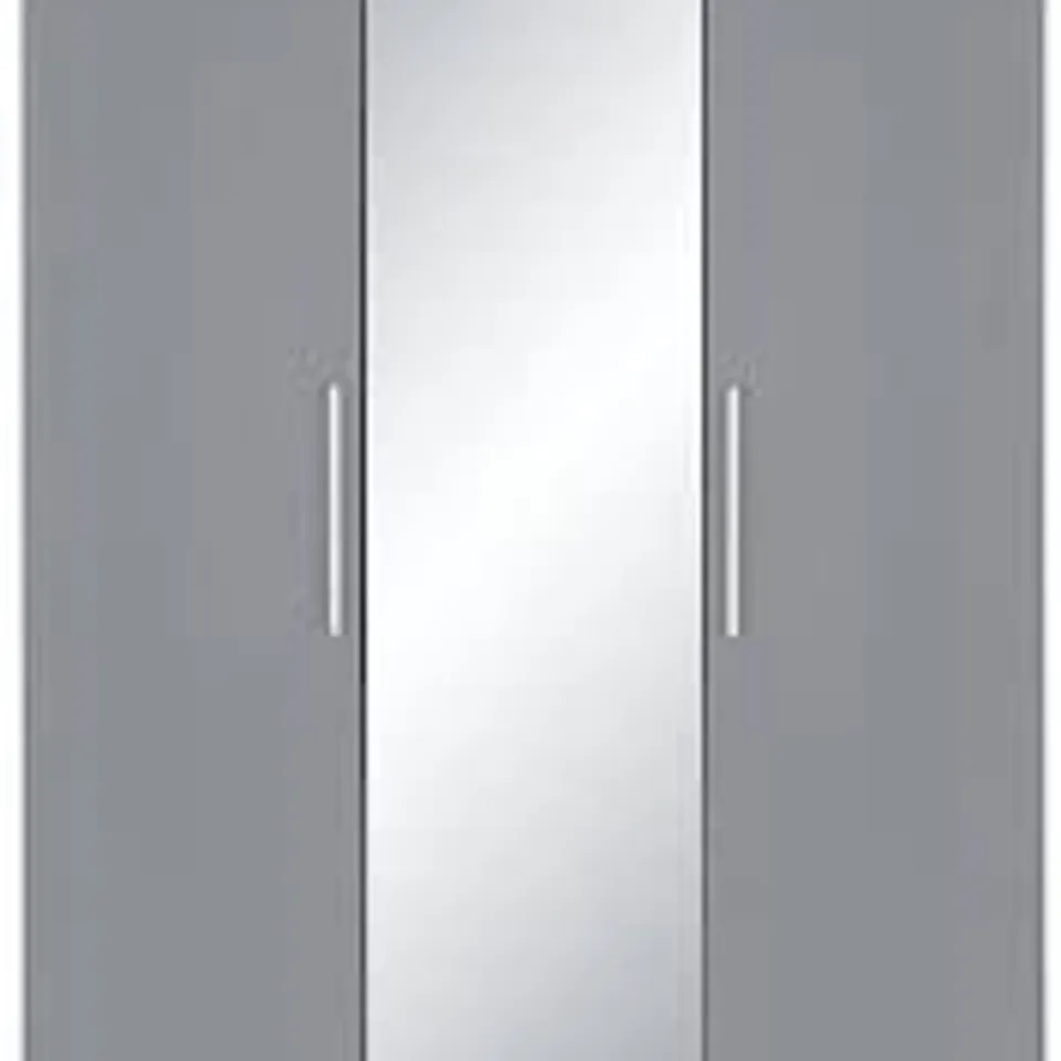 BOXED GRADE 1 NEW PRAGUE GREY GLOSS THREE DOOR WARDROBE (3 BOXES)