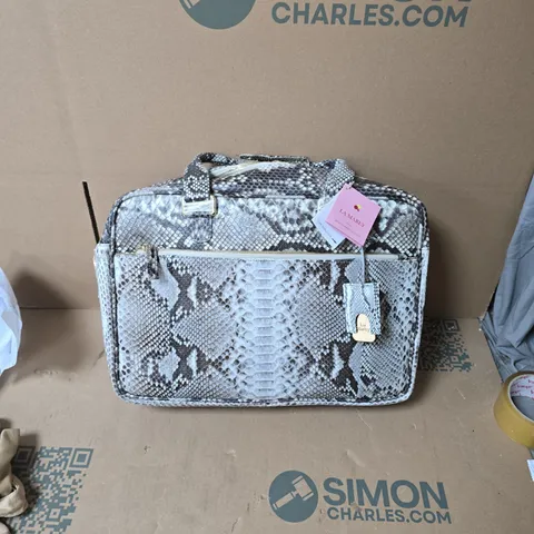 LA MAREY 100% GENUINE PYTHON LEATHER LAPTOP BAG - BLACK AND WHITE