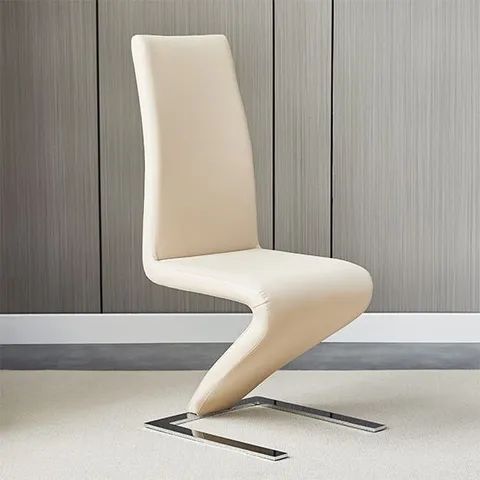 BOXED SET OF 2 Z FAUX LEATHER DINING CHAIR IN TAUPE WITH CHROME FEET