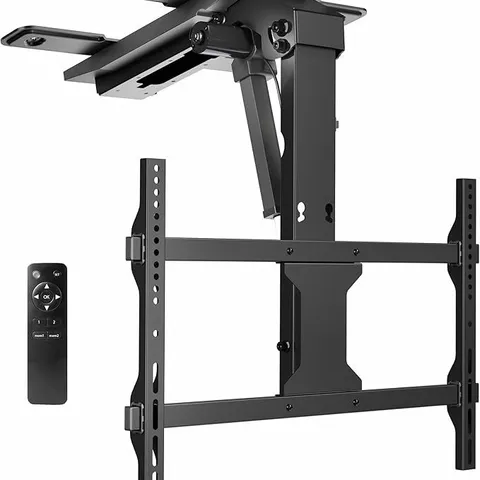 BOXED VIVO MOUNT-E-FD75C FOLDING ELECTRIC TV STAND FOR 37 TO 70 INCH SCREENS, LARGE MOTORIZED VESA FLAT OR TILT MOUNT, HOLDS UP TO 100 LBS, APP AND VOICE CONTROL, BLACK
