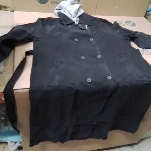 BOXED BRAND NEW APPROXIMATELY 5 JD WILLIAMS HOODED TRENCE JACKET BLACK SIZE 20