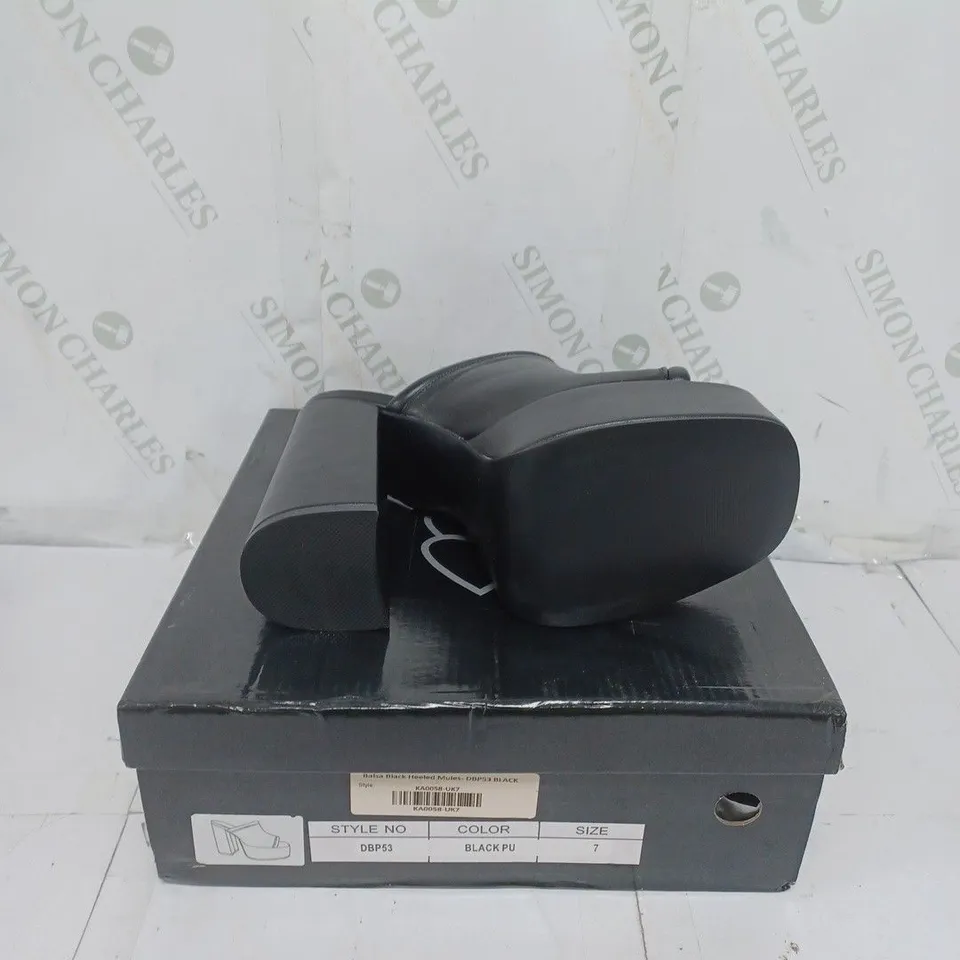 KOI FOOTWEAR LADIES BLACK HIGH HEELED MULES SIZE 7