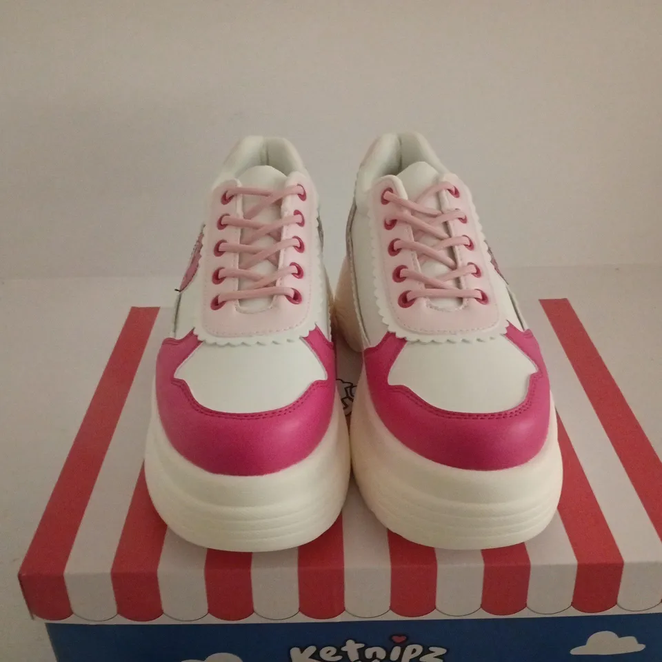 BRAND NEW BOXED PAIR OF KETNIPZ X KOI LOVEABLE ANTICS CHUNKY TRAINERS - PINK- SIZE 10
