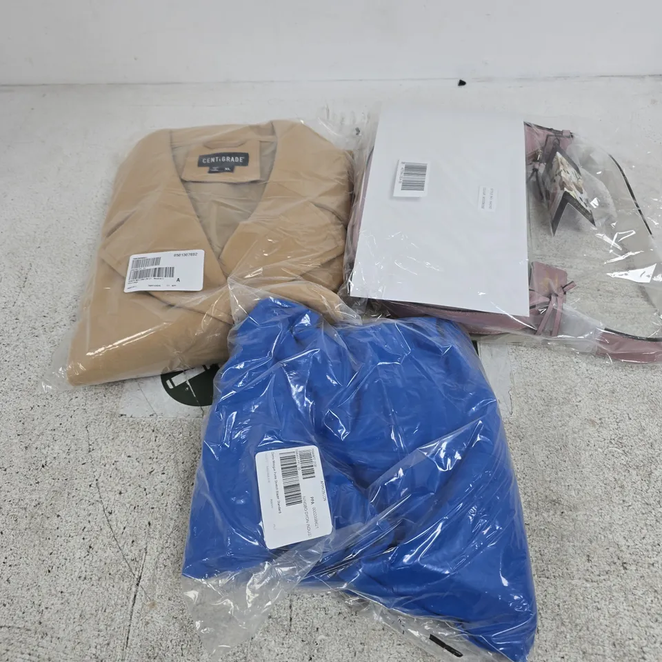 APPROXIMATELY 13 ASSORTED CLOTHING ITEMS IN VARIOUS SIZES, COLOURS & STYLES TO INCLUDE BRANDS SUCH AS DANII MINOGUE, ASHWOOD LEATHER, CENTIGRADE, ETC - COLLECTION ONLY