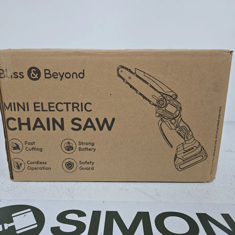 BLISS & BEYOND MINI ELECTRIC CHAINSAW – BOXED