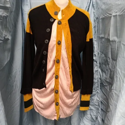 VIVIENNE WESTWOOD LONDON CARDIGAN – MUSTARD & BLACK – UK SMALL (S)
