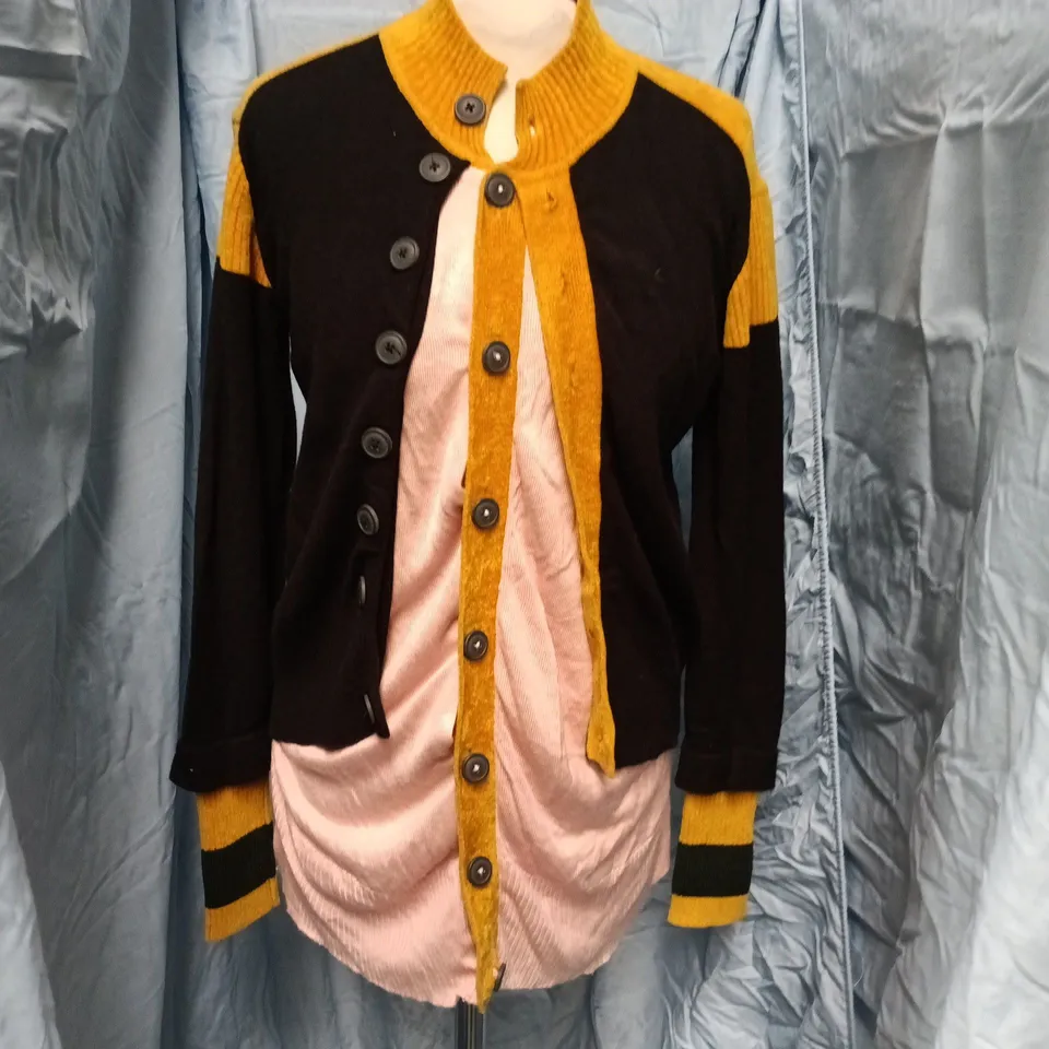 VIVIENNE WESTWOOD LONDON CARDIGAN – MUSTARD & BLACK – UK SMALL (S)