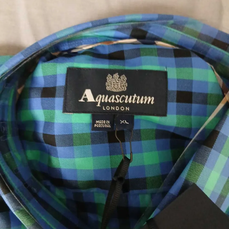 AQUASCUTUM YORK SS SHIRT – AQUAMARINE CHECK, XL
