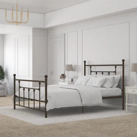 BOXED EASTFORD METAL BED FRAME WITH VINTAGE HEADBOARD  -BRONZE-