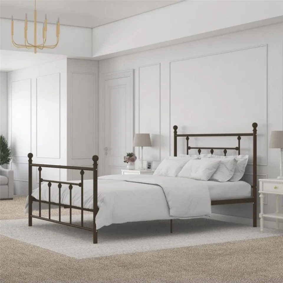 BOXED EASTFORD METAL BED FRAME WITH VINTAGE HEADBOARD  -BRONZE-