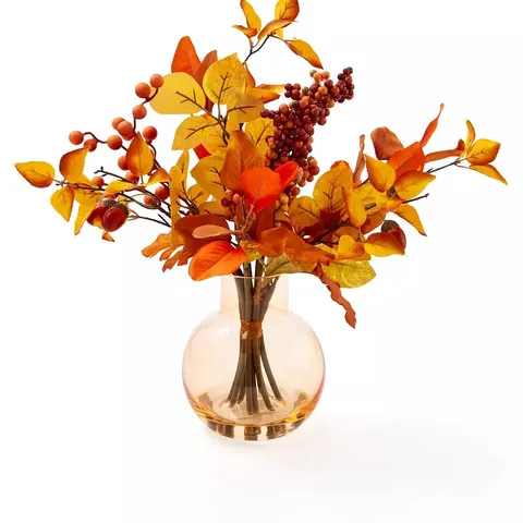 HARVEST GLASS VASE WITH FOLIAGE