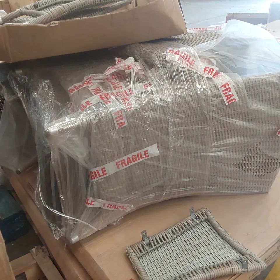 PALLET CONTAINING A LARGE QUANTITY OF ASSORTED DESIGNER GARDEN FURNITURE PARTS