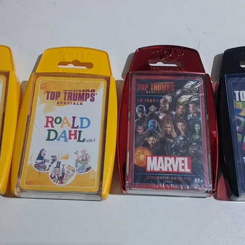 LOT OF 4 PACKS OF TOP TRUMPS TO INCLUDE ROALD DAHL AND ROBLOX