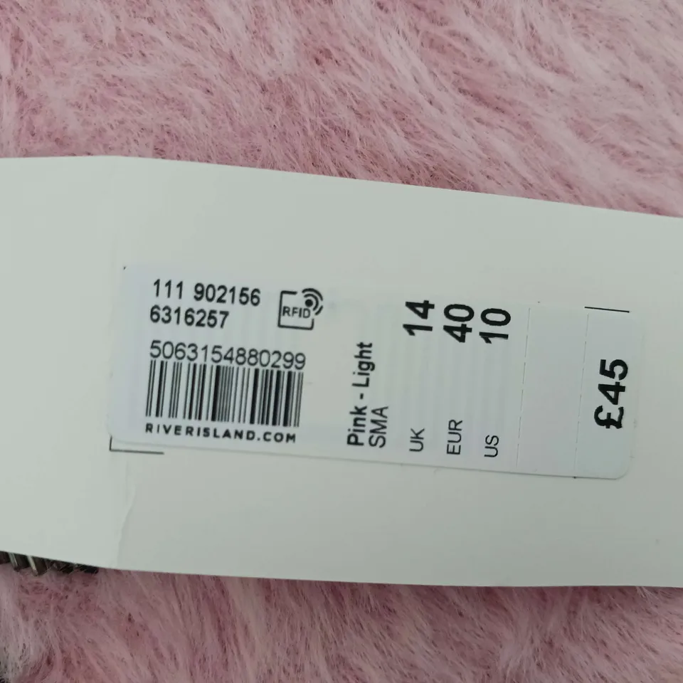 RIVER ISLAND FLUFFY JUMPER WITH UNDER SHIRT EFFECT  PINKSIZE UK 14