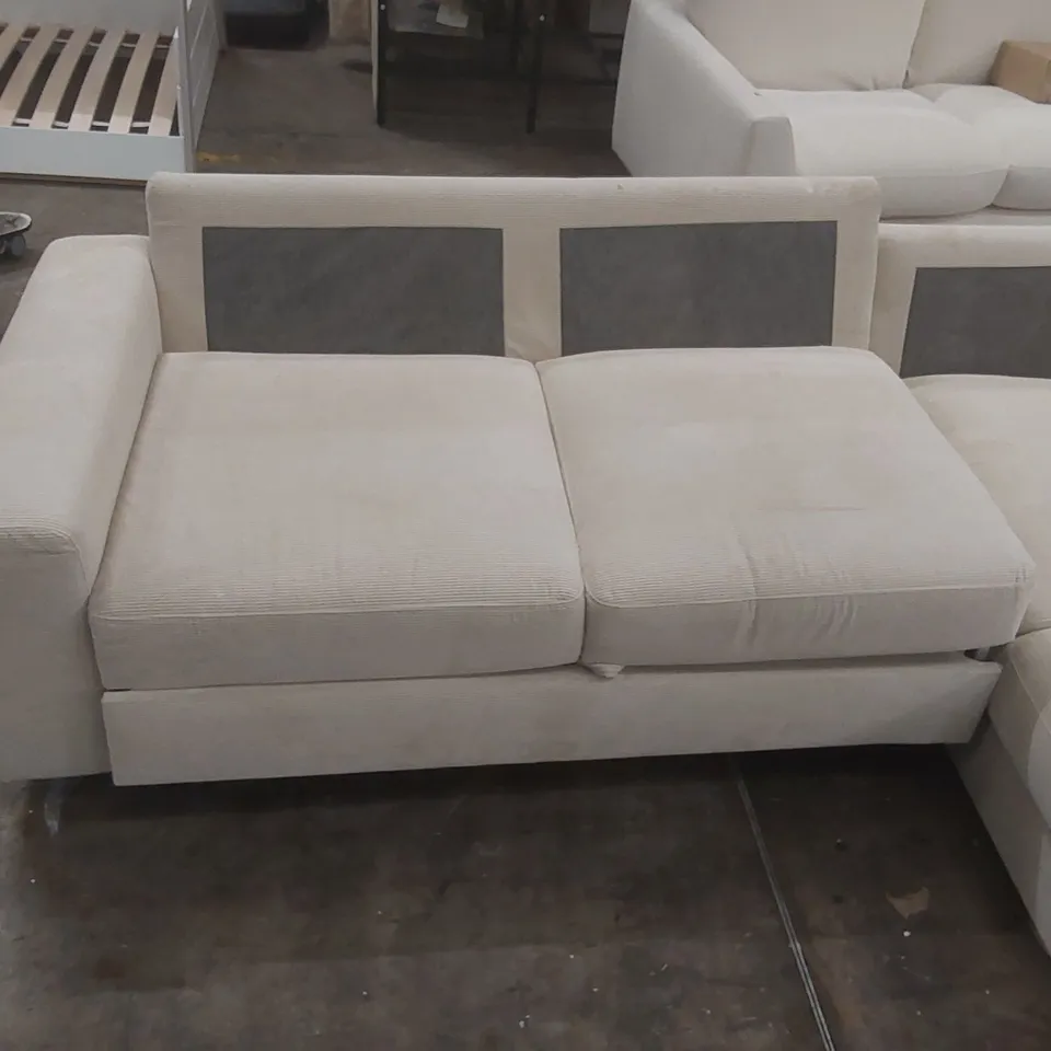 QUALITY DESIGNER CORDUROY UPHOLSTERED CORNER SOFA BED - MISSING CUSHIONS