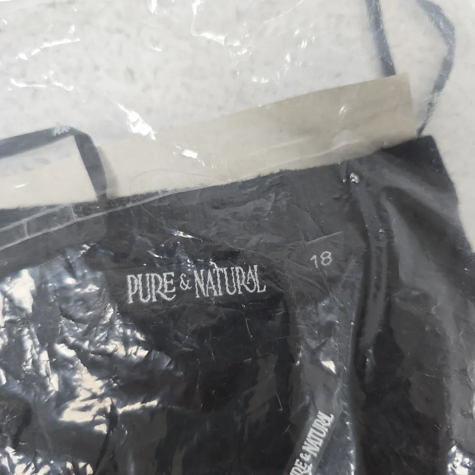 PURE & NATURAL LADIES CREW NECK CARDIGAN – BLACK, SIZE 18, PURE & NATURAL