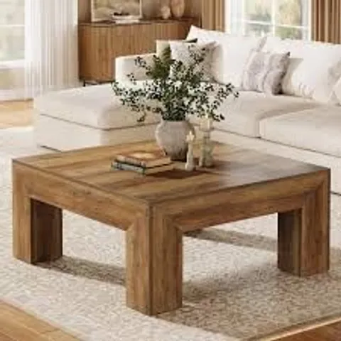 BOXED LANTINE 39.4-INCH SQUARE COFFEE TABLE FOR LIVING ROOM - RUSTIC BROWN (1 BOX)