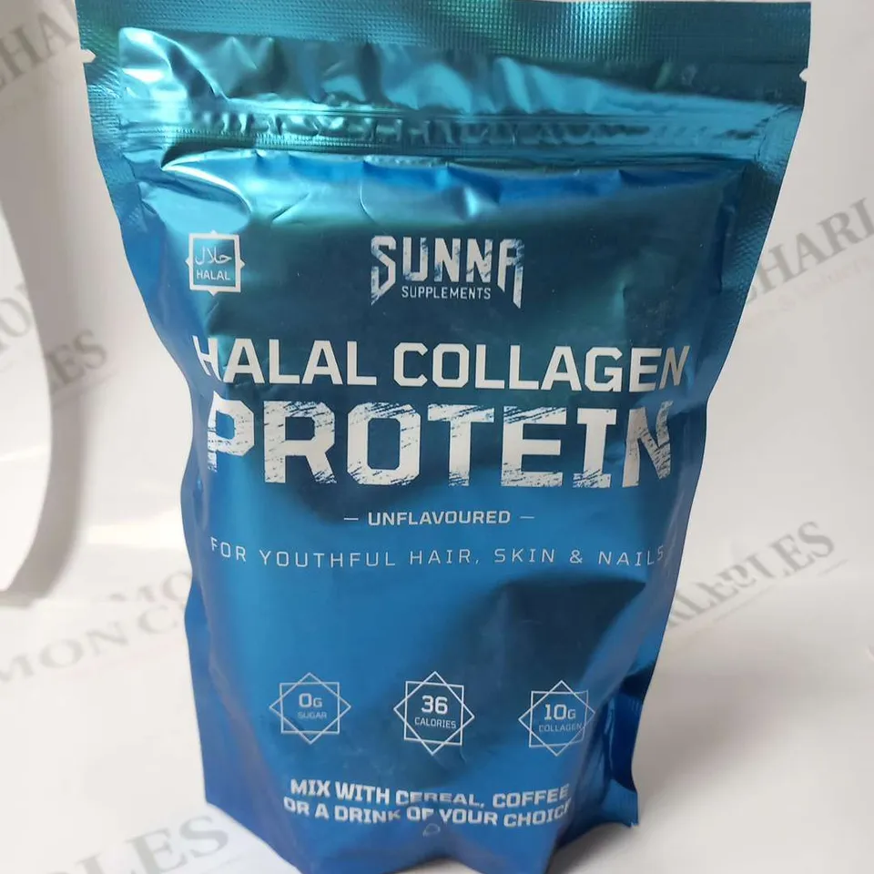 SIX BAGS OF SUNNA SUPPLEMENTS HALAL COLLAGEN PROTEIN UNFLAVOURED 250G