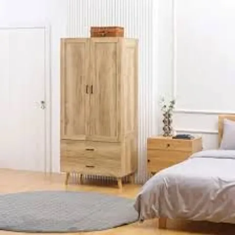 BOXED HOMCOM 2 DOOR WARDROBE - NATURAL (2 BOXES)