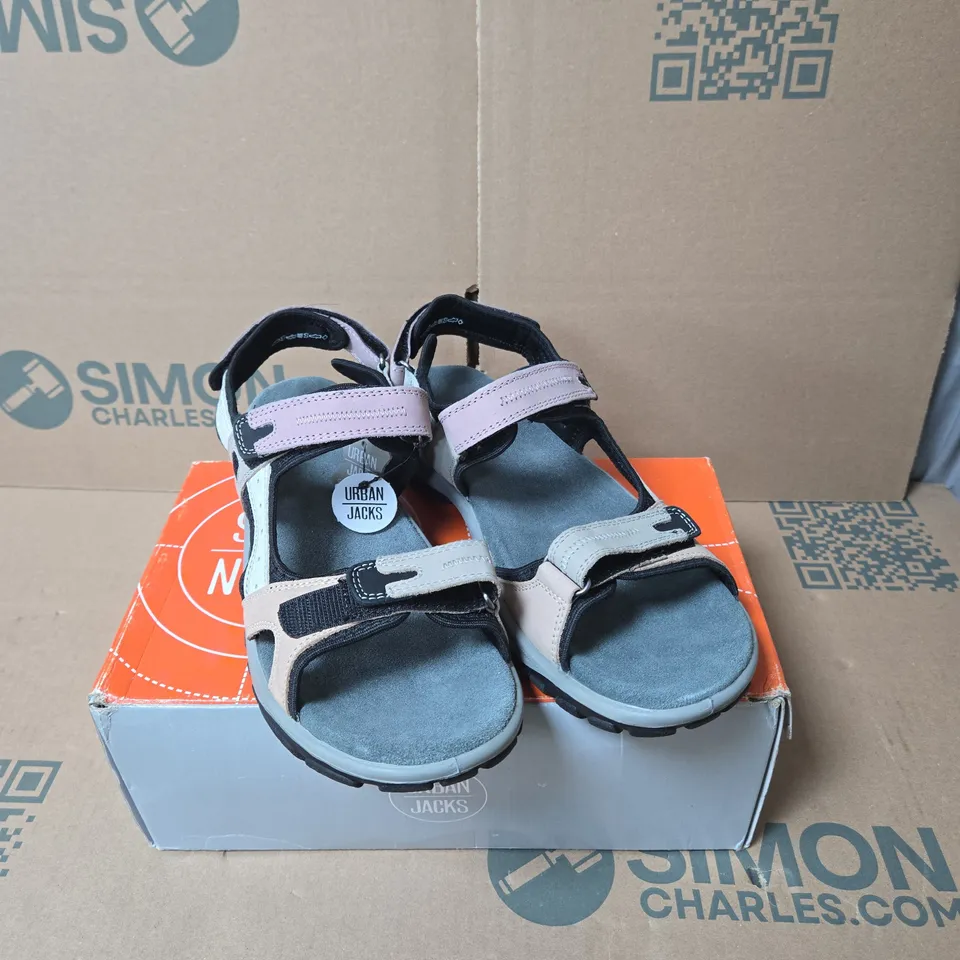 URBAN JACKS SANDALS – GREY & LILAC VELCRO STRAPS SIZE 40 BOXED