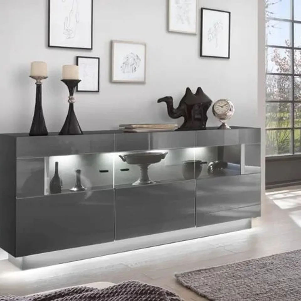 BOXED CHESHIRE DISPLAY CABINET - GREY (2 BOXES)