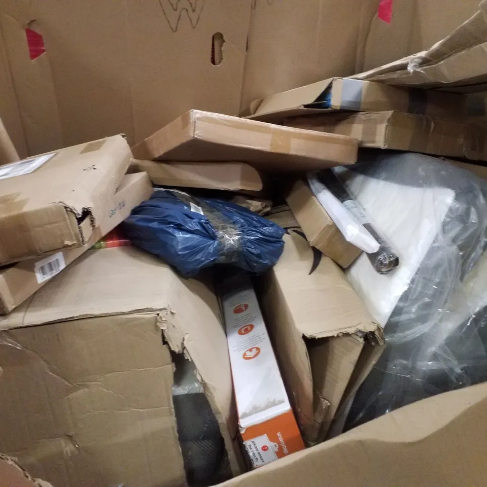 PALLET CONTAINING ASSORTED PRODUCTS INCLUDING RETRACTABLE GATE, RETRACTABLE SCREEN MOSQUITO NET, ROTATING SEAT CUSHION, PICTURE FRAME, YOGA MAT & FOOT REST