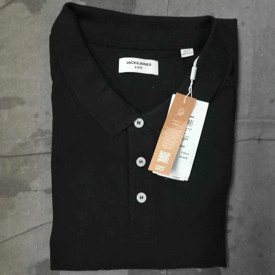 JACK & JONES SHORT SLEEVE POLO TOP IN BLACK SIZE 5XL