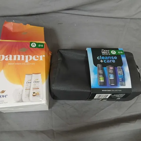 DOVE PAMPER BODY WASH COLLECTION & DOVE MEN+CARE CLEANSE & CARE WASH BAG SET