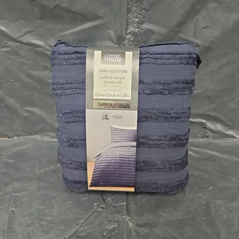 TUFTED STRIPE DUVET SET - SUPER KING - NAVY