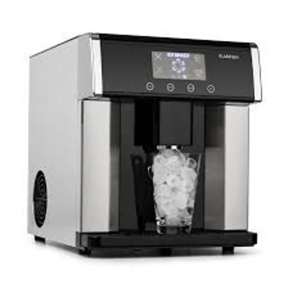 BOXED KLARSTEIN EISZEIT 3L ICE CUBE MAKER MACHINE LCD DISPLAY BLACK AND SILVER