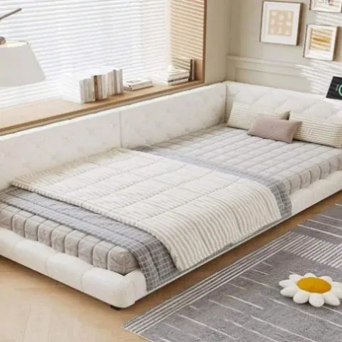 BOXED UPHOLSTERED BED, 3FT SINGLE BED 90×190CM, WITH SIDE RAILS ON THE BED, WITH TWO COMFORTABLE N604P390168W