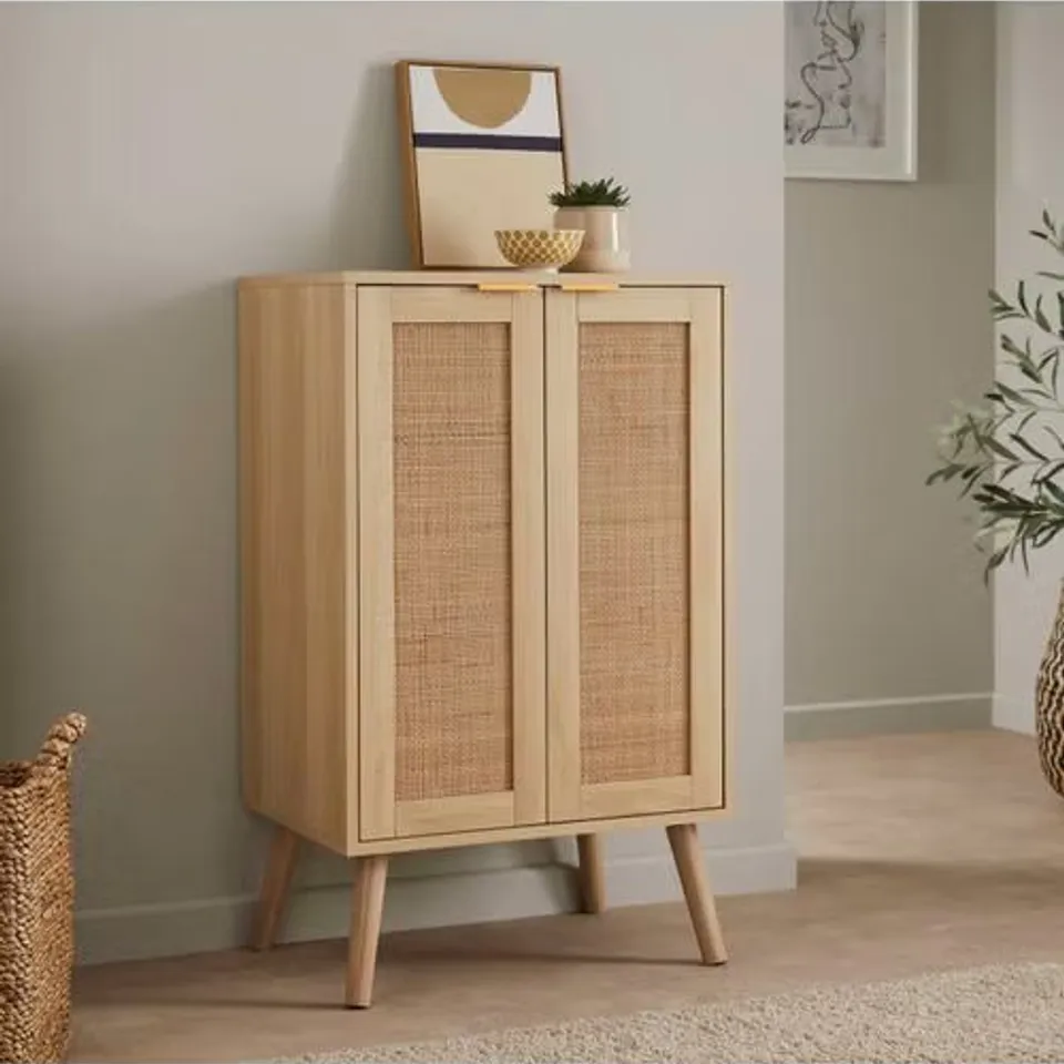 BOXED LLOYD PASCAL 2 DOOR CABINET - LIGHT RATTAN (1 BOX)