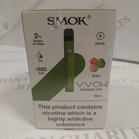 SEALED SMOK VVOW 10-PACK OF DISPOSABLE VAPES - GUAVA