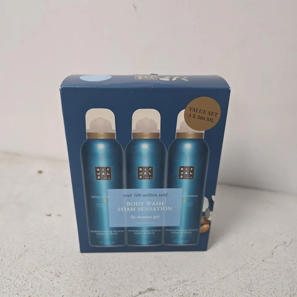 BOXED RITUALS... BODY WASH FOAM SENSATION TRIO SHOWER GEL SET (3X200ML) - COLLECTION ONLY