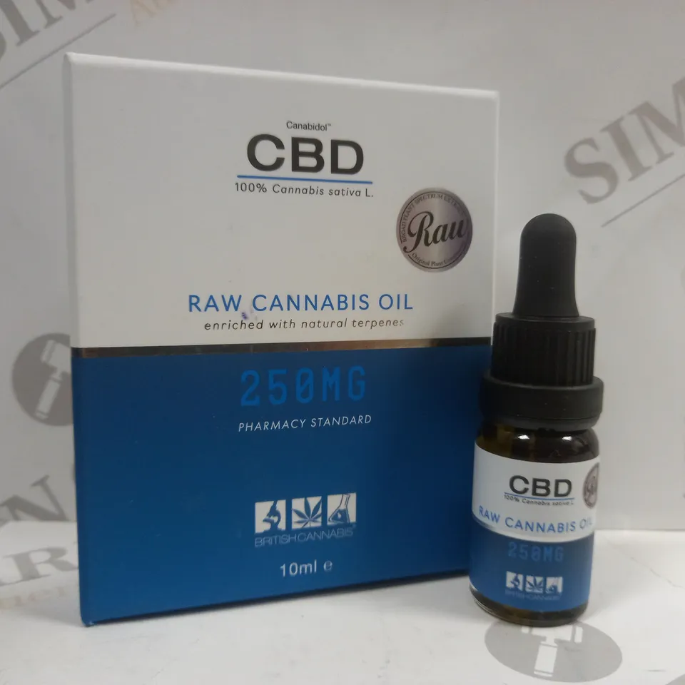 BOXED CANABIDOL CBD RAW CANNABIS OIL 250MG DROPS 10ML	
