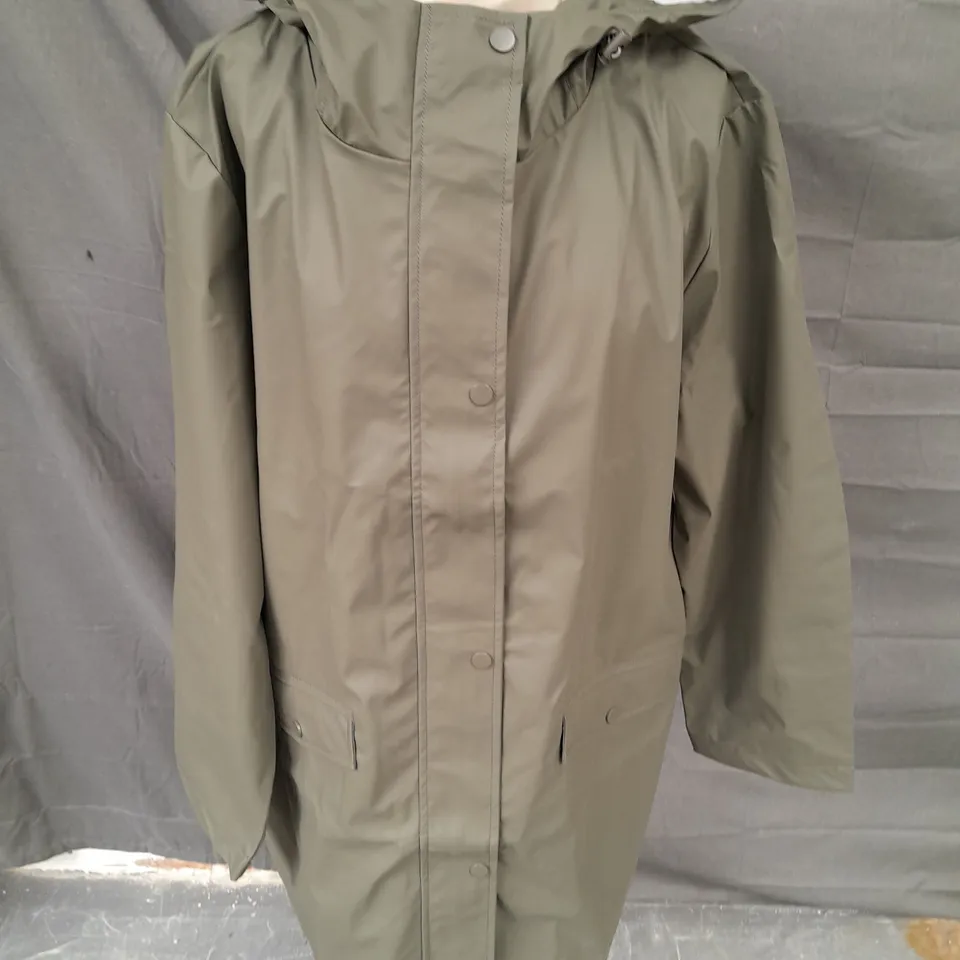 NEW LOOK KHAKI HOODED RAIN ANORAK - UK 20